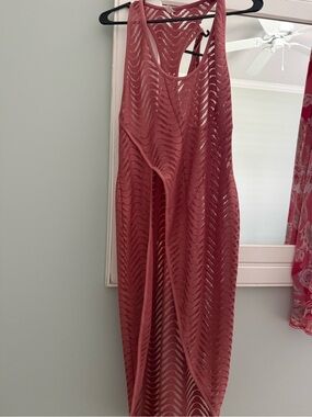 Free People Rose Pink Crochet Swim Coverup Maxi